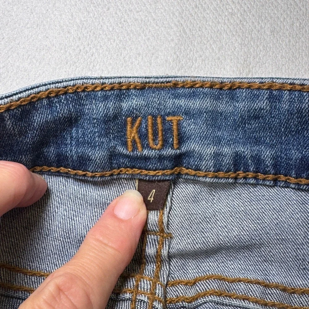 Kut‎ from the Kloth Ankle Skinny Jeans Light Wash Distressed Frayed Hem Size 4
